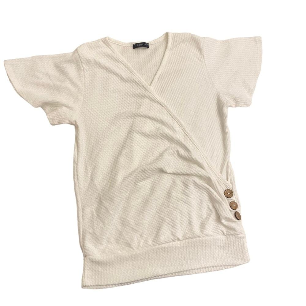 Iliad USA Size Medium V-neck crossed short sleeve top